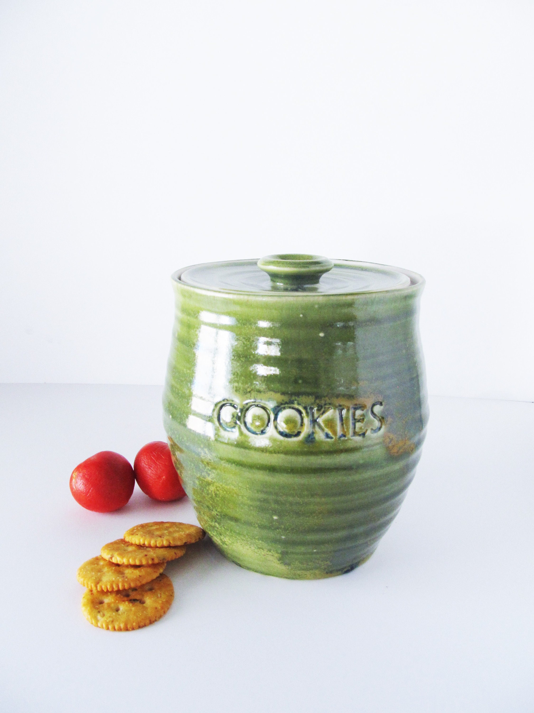 Large cookie jar/ kitchen canisters/ Christmas gift/ ceramic Etsy België