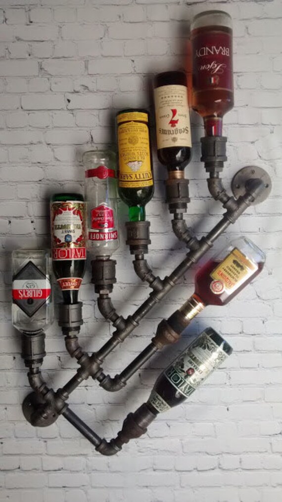 8x Industrial Wine Rack Bottle Wall Mount Holder Steampunk Etsy