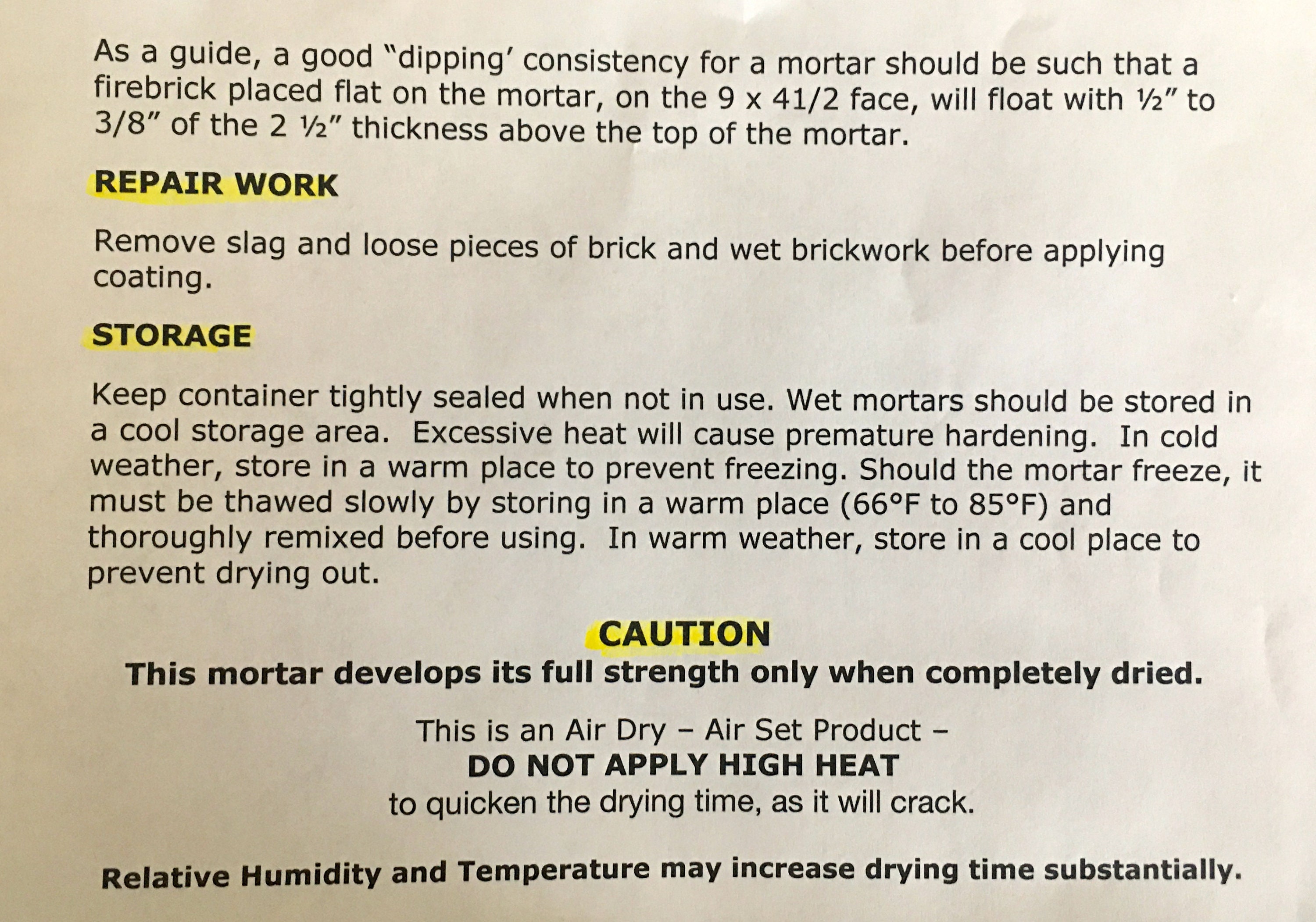 Kbond Wet Mortar 3000F Refractory Cement Repair or Bond Etsy