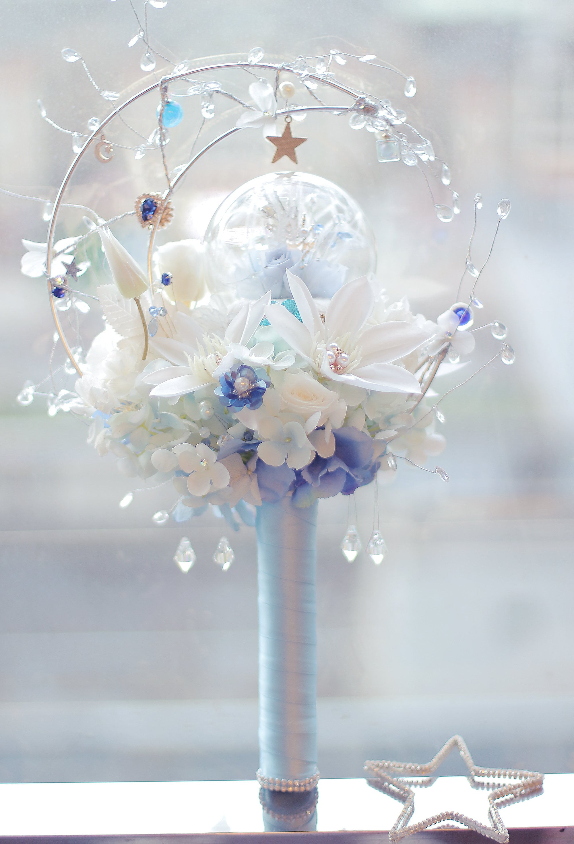 Moon Bouquet Wedding Decoration Supplies Silver White Wedding Bride Crystal  Ball Flower Art Stars Bouquet Pink Blue Stars Bouquet Scepter 