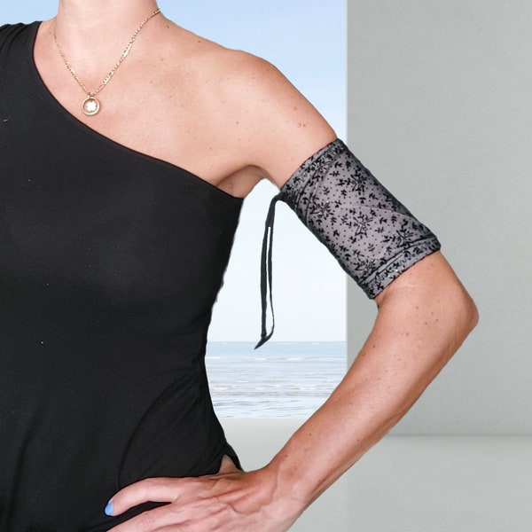 Cobertor protector de línea PICC, cubre picc de encaje elástico negro para quimioterapia, talla única, con cordones ajustables
