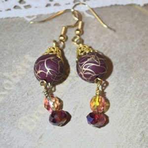 Red Earrings  |  Red and Gold Vintage Earrings | Girl on Fire Earrings