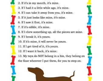 Dachshund Property Laws 5x7 - Printable Instant Download