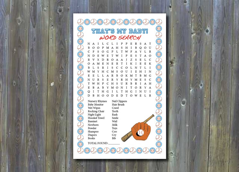 Baseball-Themed Baby Shower Games Printable Instant Download | Etsy