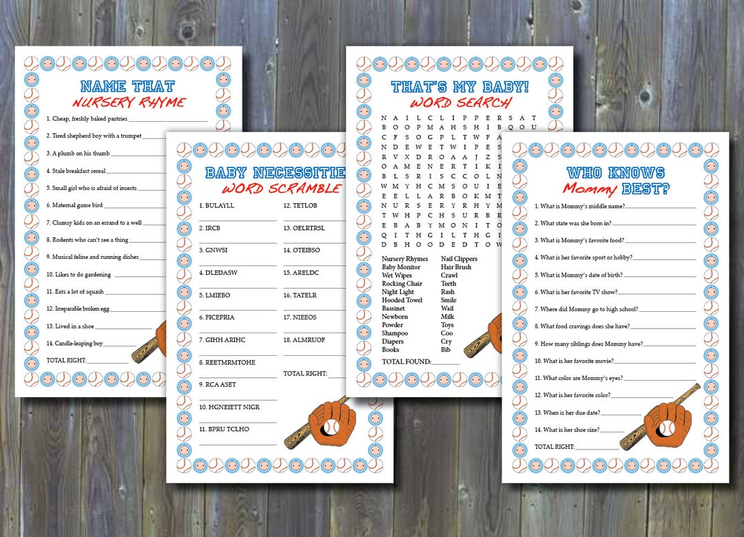 Baseball-themed Baby Shower Games - Printable Instant Download - Etsy