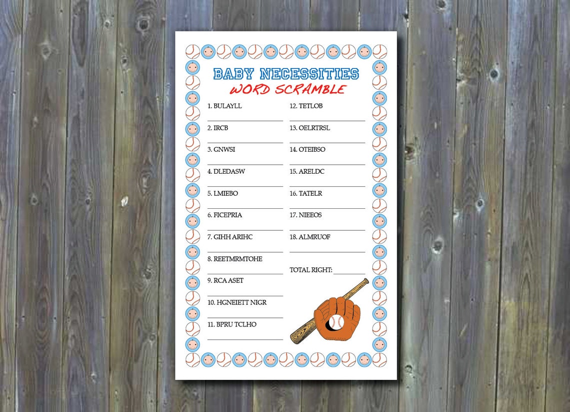 Baseball-themed Baby Shower Games - Printable Instant Download - Etsy