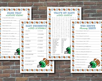 Babyshowerspellen met voetbalthema Groen - Afdrukbare directe download