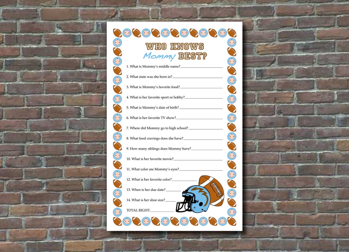 Football-Themed Baby Shower Games Baby Blue & Brown | Etsy