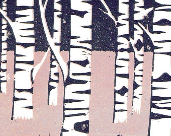 Silver Birch Trees – Woodcut, Original Print