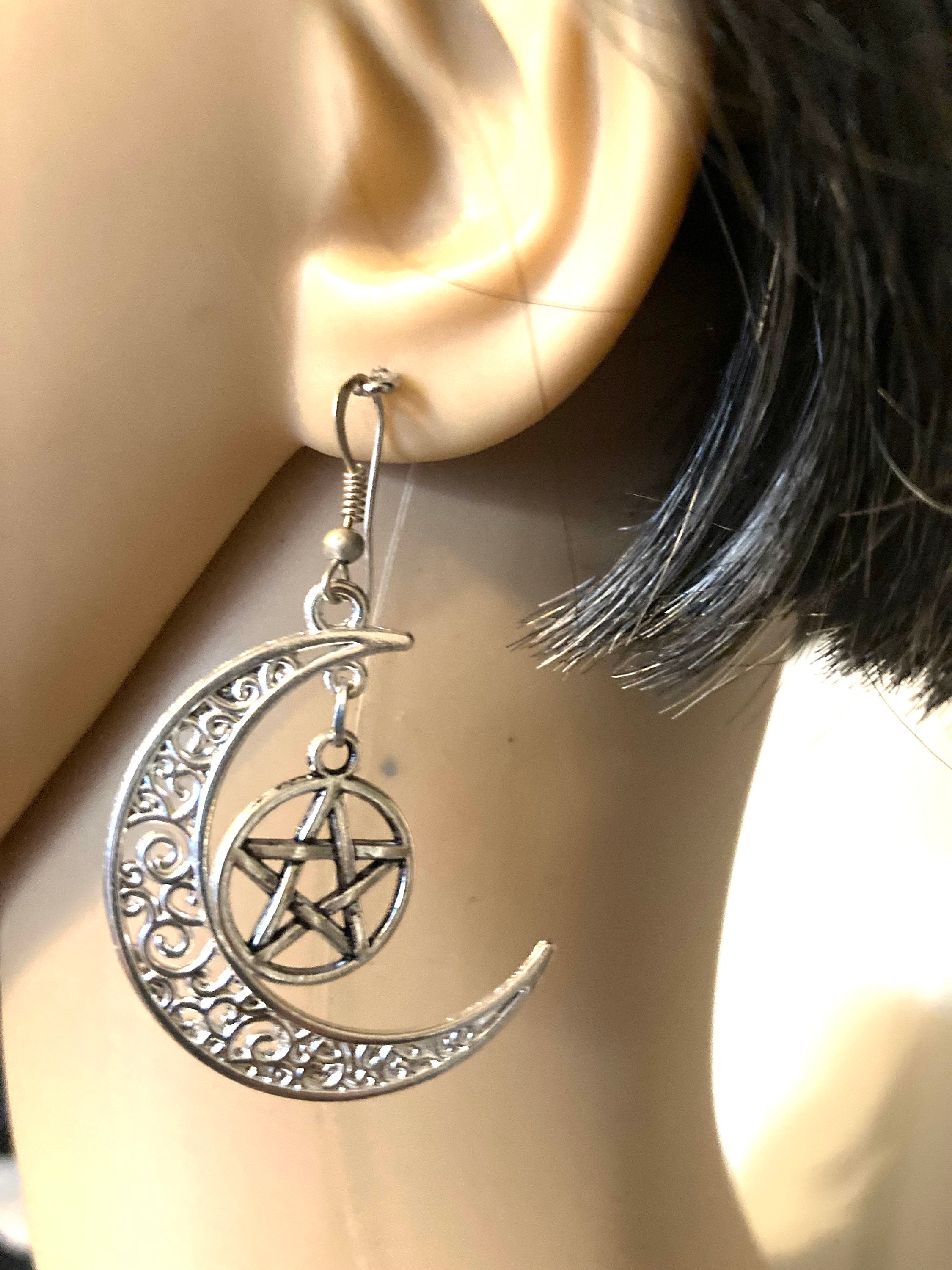 ベストセラー Moon Crescent Pentacle Etsy - Earrings その他