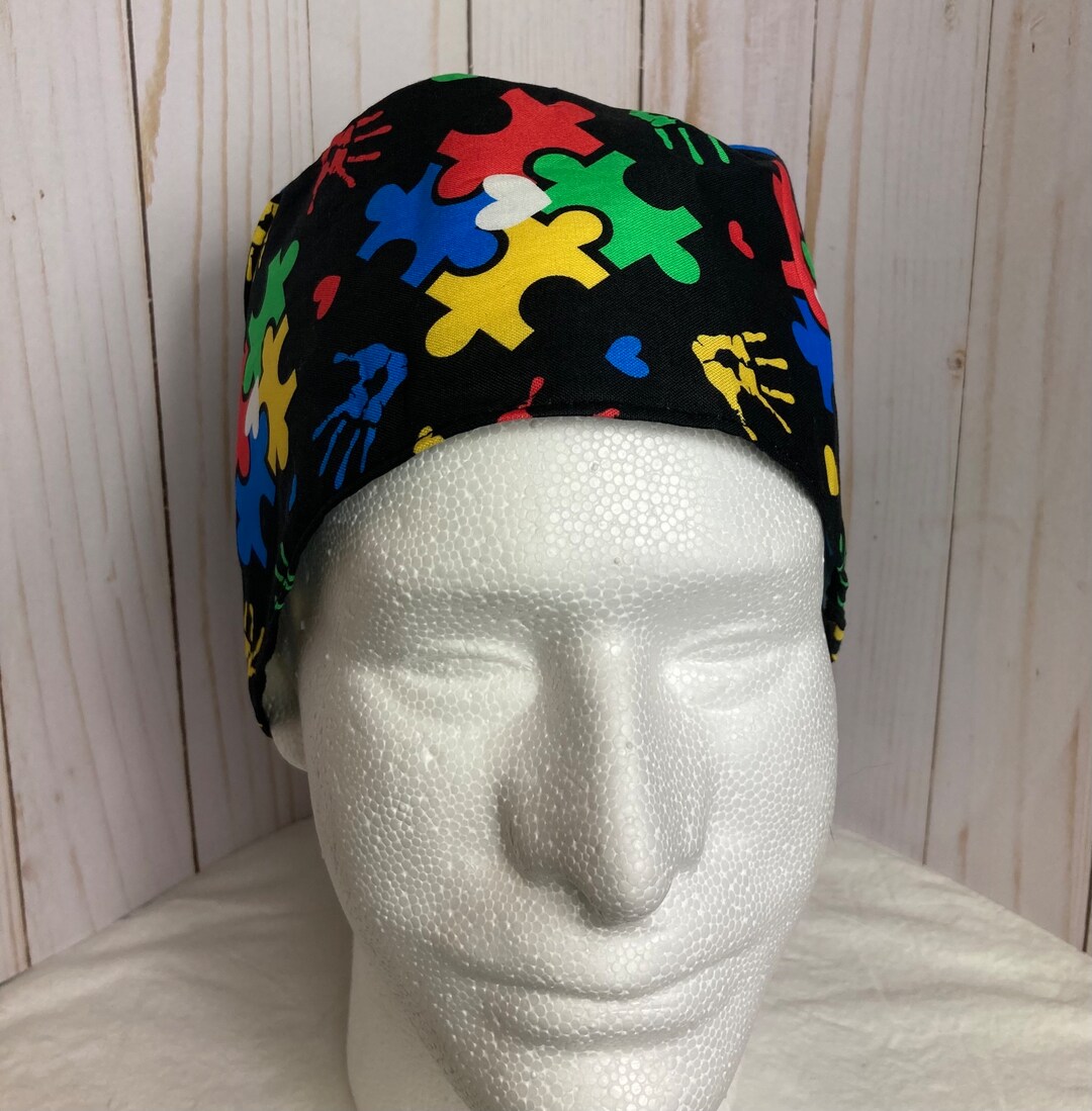 Surgical Scrub Cap Tie Back-autism Awareness - Etsy