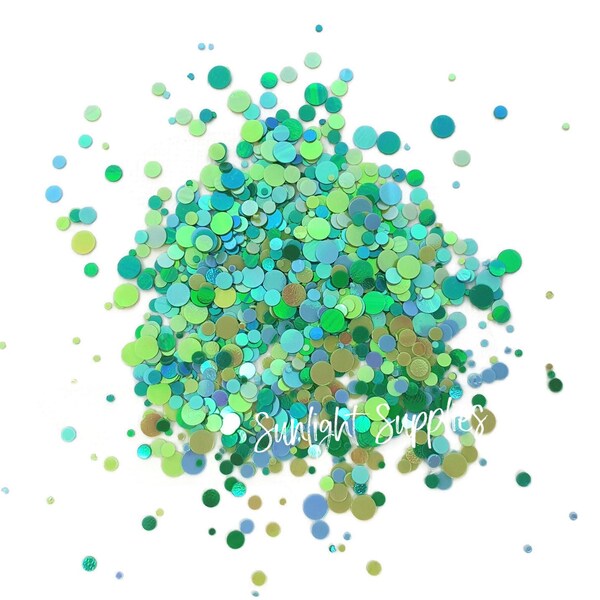 20g Green Lime Dot Glitter Iridescent Assorted Sizes Crafts