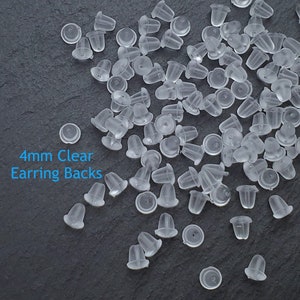 Clear plastic tube earring backs stoppers 3x3mm