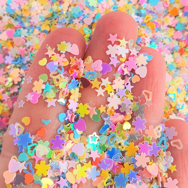 Colourful Iridescent Glitter Chunky Mix Flower Shaker Sprinkles Pink Green Blue Glitter Resin Supplies