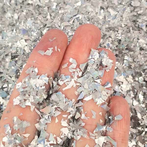 Silver Glitter Flakes 6g/40g Mylar Flakes Solvent Resistant Chunky Resin Inclusions