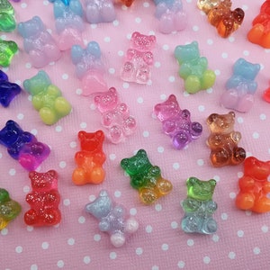 Gummy Bear Charms/ Resin Gummy Bear Charms with Hooks/ Jewelry Making Supplies/ 11x22mm/ 2 Pieces