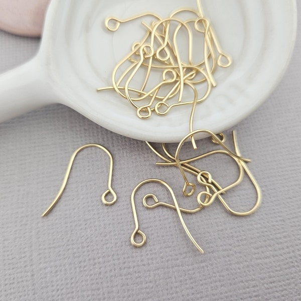 20x 18k Gold Plated Stainless Steel Ear Hooks 18mm Earring Wires