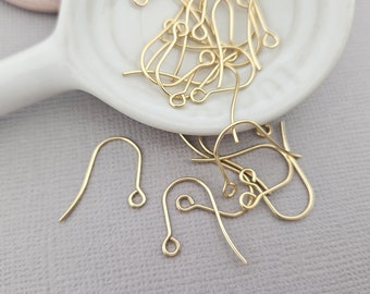 20x 18k Gold Plated Stainless Steel Ear Hooks 18mm Earring Wires