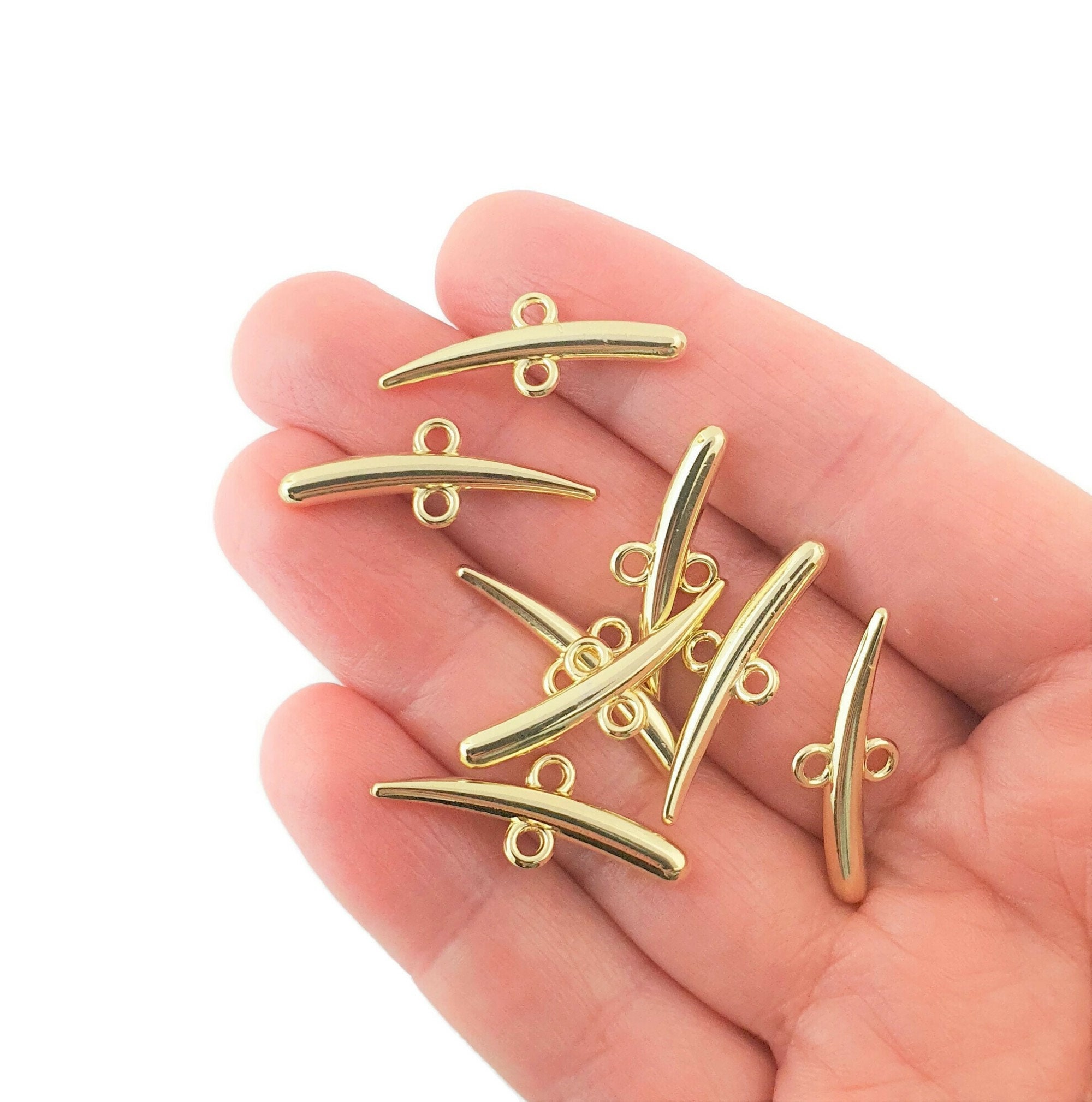 6pc Gold Plated Connector Charms With 2 Holes 27mm Earring Etsy UK