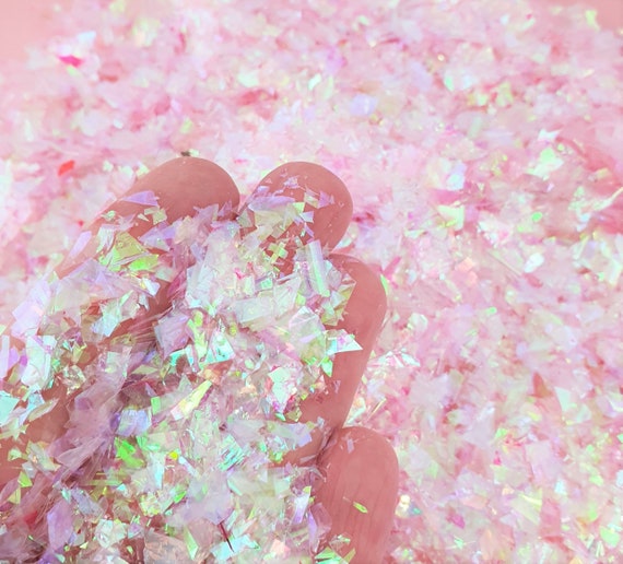 Cotton Candy Glitter Flakes Light Pink Iridescent Cellophane Glitter Mylar  Flakes Solvent Resistant Holographic Chunky Resin Inclusions 