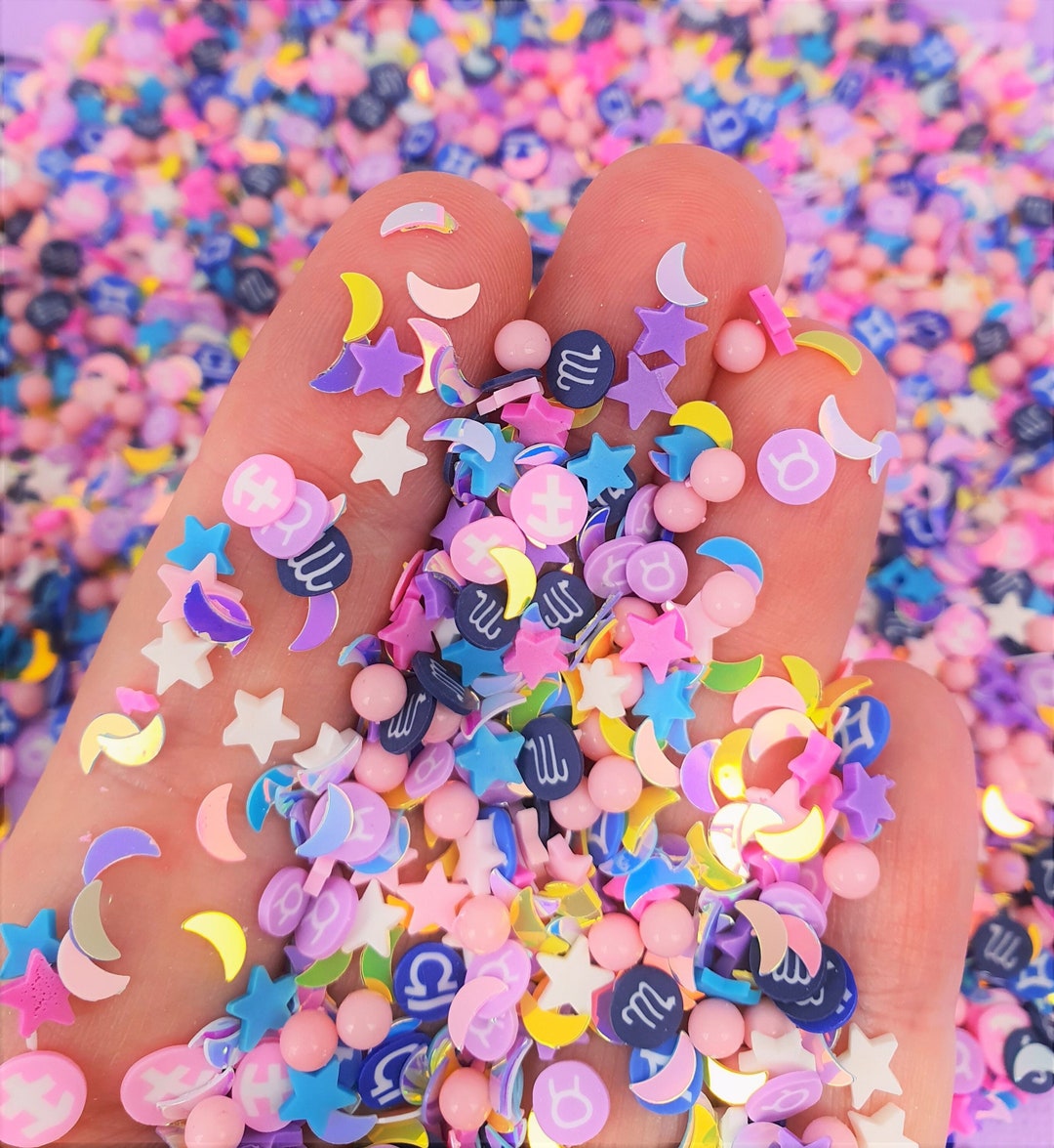 Zodiac Clay Slices Glitter Mix Moon Shaker Sprinkles W Acrylic Etsy
