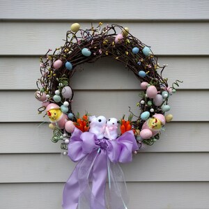 Grapevine Easter Wreath with Bunnies, Easter Eggs, and Baby Chicks - Spring Easter Wreath