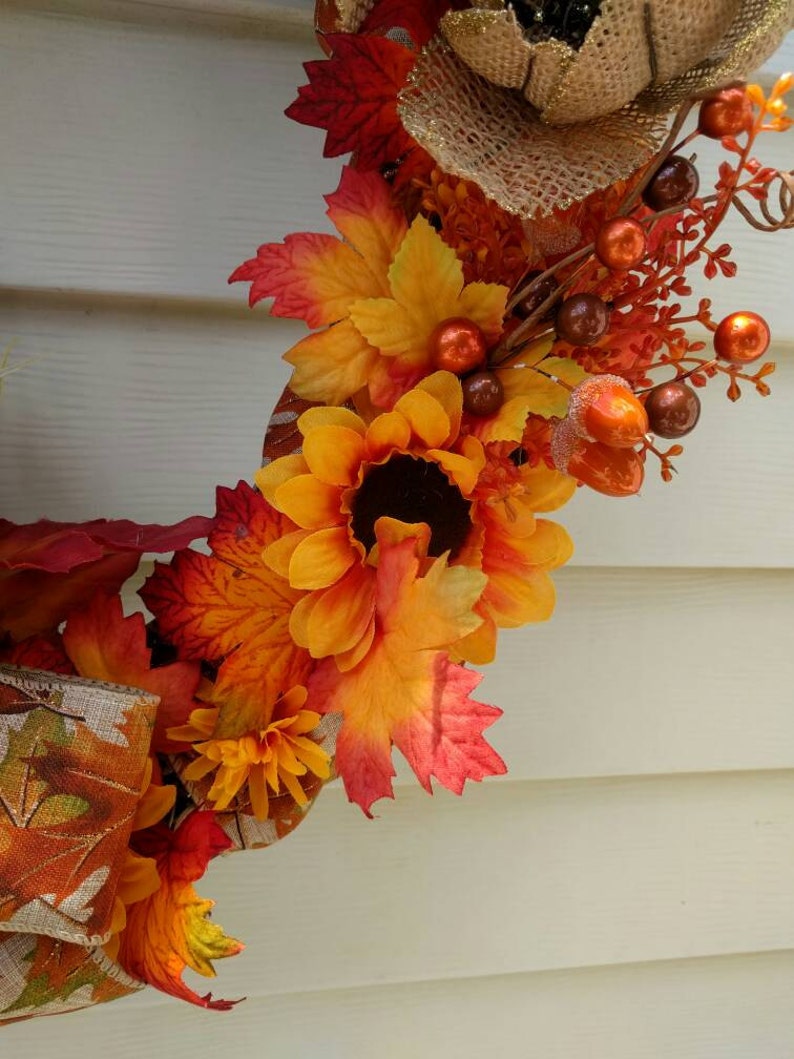 Sunflower Wreath With Begonias / Summer Wreath / Spring Wreath/fall