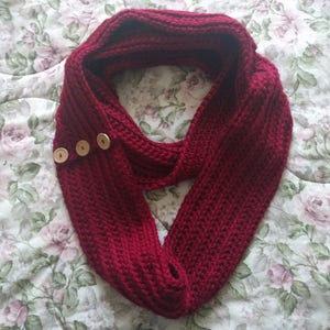 Red Infinity Scarf with Buttons