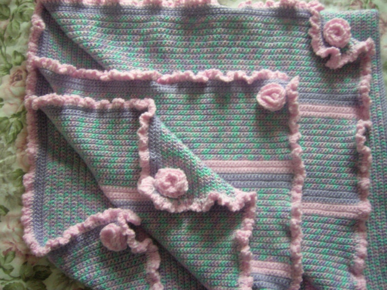 - Crocheted Quilt Blanket Throw Blanket Blanket for Girls with Matching Hats Infant and Toddler Size