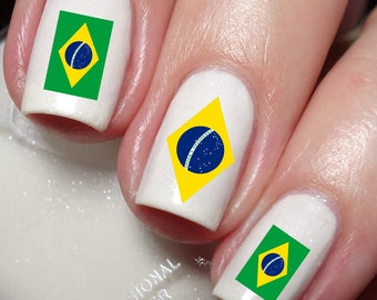 Brazil Flag Nail Art Sticker Water Transfer 177