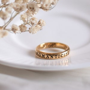 Romanticize Ring Gold, Engraved Ring, Coquette Jewelry, Dark Academia Jewelry, Personalized Ring, 18K Gold plated Rings, Romantic Jewelry