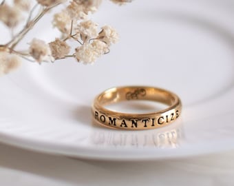 Romanticize Ring Gold, Engraved Ring, Coquette Jewelry, Dark Academia Jewelry, Personalized Ring, 18K Gold plated Rings, Romantic Jewelry