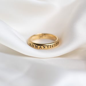 Romanticize Ring Gold, Engraved Ring, Coquette Jewelry, Dark Academia Jewelry, Personalized Ring, 18K Gold plated Rings, Romantic Jewelry image 6