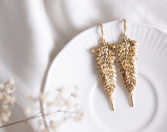 Gold Leaf Earrings Fall Jewelery Fern Earrings Gift For Her Gold Alternative Earrings Spring Jewelery Gold Plated Jewelery Vintage Style