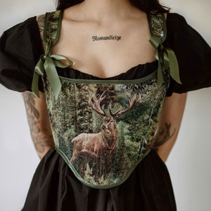 Nature Corset Top Nature Wedding Accessories Vintage Stays Whimsigoth Accessories Autumn Clothing For Her Forest Print Top Fairy Dress Top