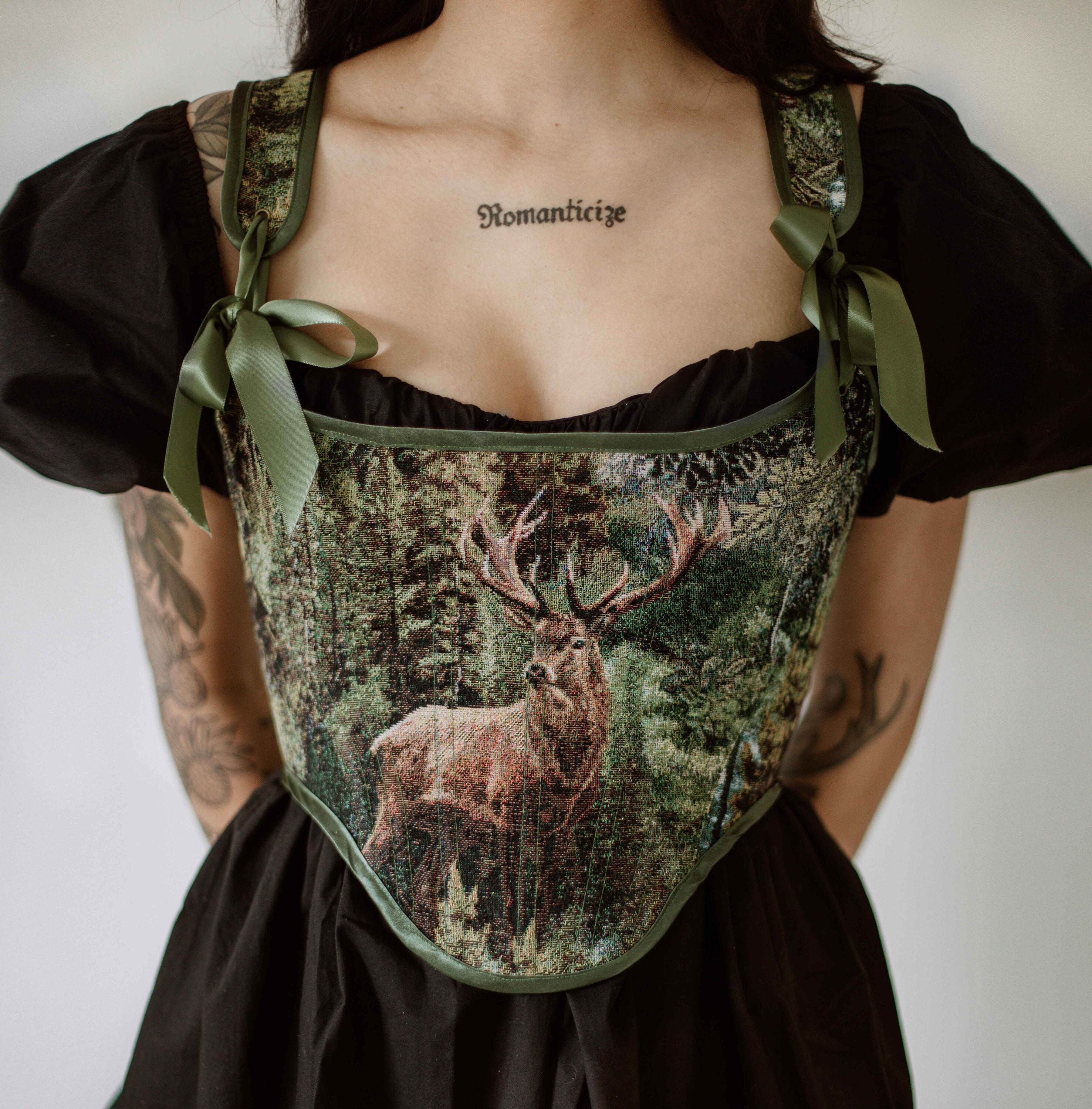 Nature Corset Top Nature Wedding Accessories Vintage Stays Whimsigoth Accessories Autumn Clothing For Her Forest Print Top Fairy Dress Top