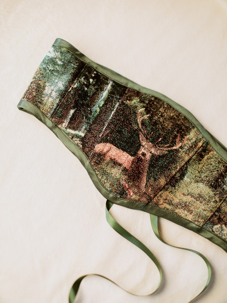 Woodland Waist Corset, Nature Waist Belt, Vintage Style Fairycore Accessories, Whimsigoth Accessories, Forest Print Belt Fairy Corset image 4