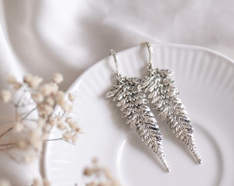 Silver Leaf Earrings Fall Jewellery Fern Earrings Gift For Her Alternative Earrings Autumn Jewellery Silver Plated Jewellery Vintage Style