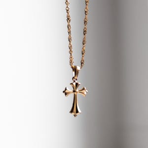 Gold Cross Necklace 18k Gold Plated Crucifix Charm Antique Style Necklace Vintage Jewelry Coquette Necklace Romantic Jewelery image 1