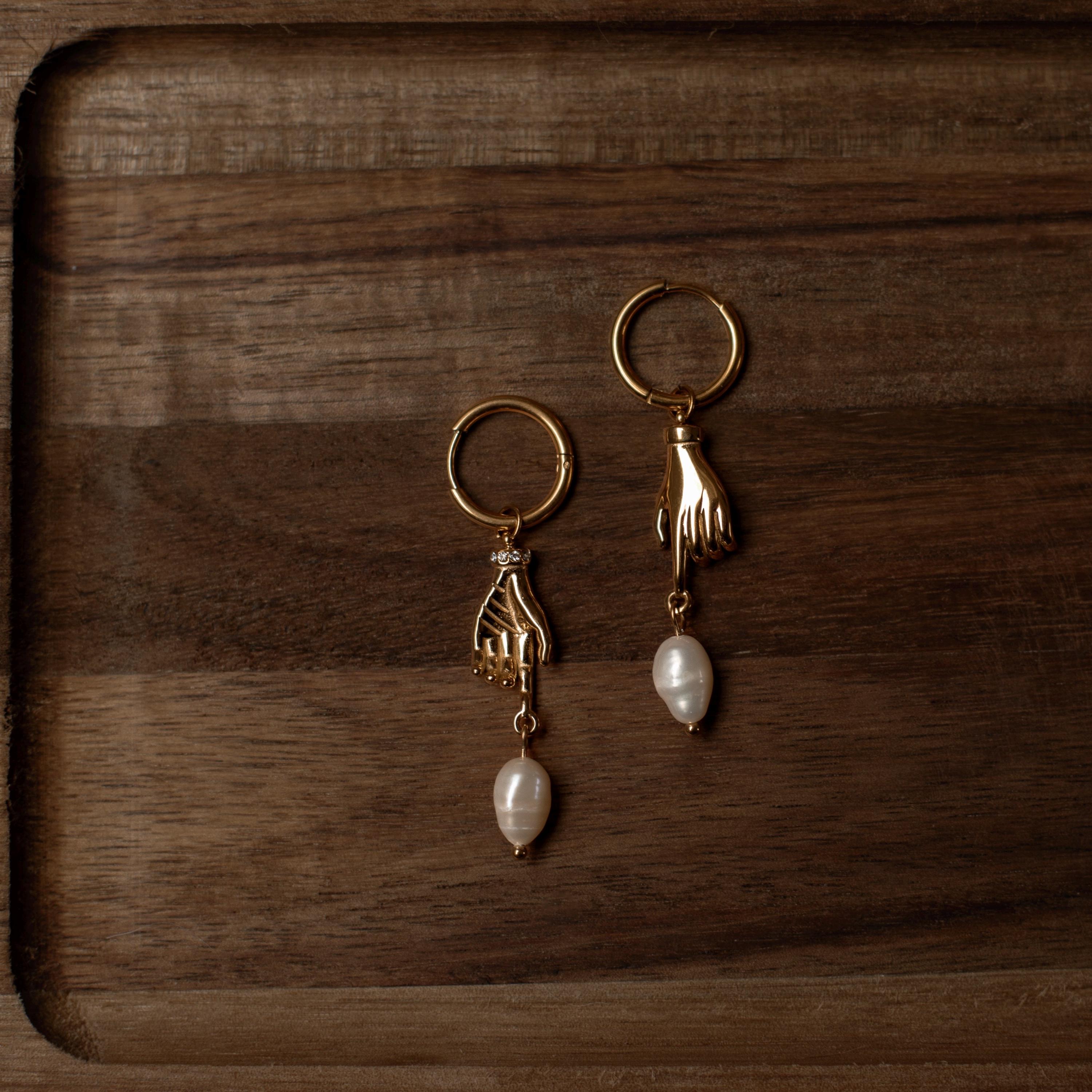 Orecchini Pendenti Vintage Barocchi Con Perle Quadrate Dorate - Cerchi Huggie Minimalisti In Stile Boho