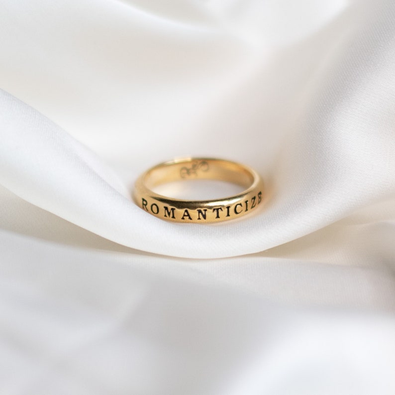 Romanticize Ring Gold, Engraved Ring, Coquette Jewelry, Dark Academia Jewelry, Personalized Ring, 18K Gold plated Rings, Romantic Jewelry image 6