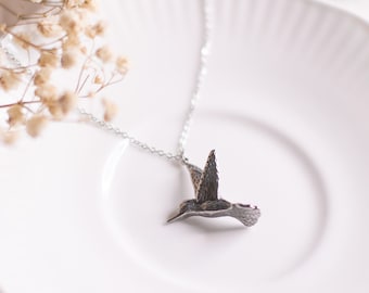 Silver bird Necklace, Stainless Steel Plated Swallow Charm, Antique Style Necklace, Vintage Jewelry, Coquette Necklace, Romantic Jewellery