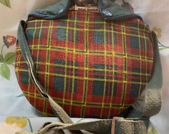 Vintage Girl Scout Canteen with Plaid Fabric Carrying Pouch