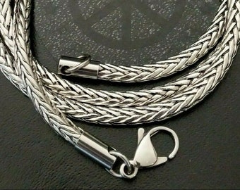 Replacement Chain: Silver Stainless Steel 316L Snake Chain 5MM Necklace (20" / 24")