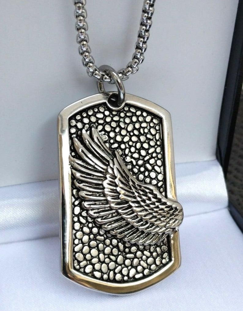 Mens Personalised Memorial Engraved Necklace Silver Steel Etsy