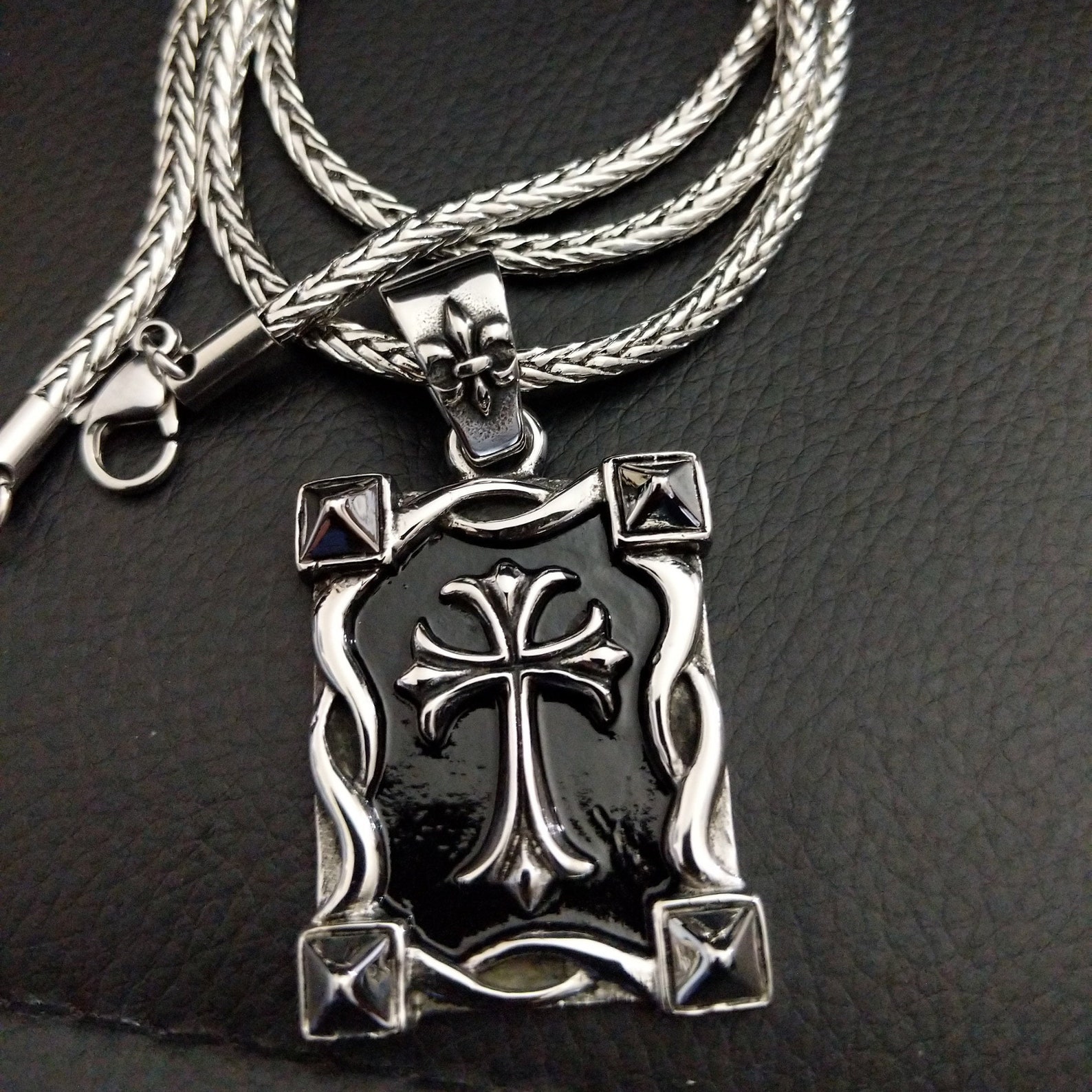 Mens Gothic Cross Necklace Personalised Celtic Medieval Etsy UK