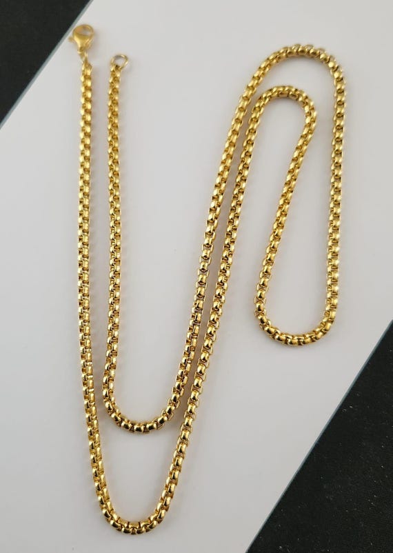 Replacement Chain: Gold Stainless Steel 316L Classic Box Link 3MM