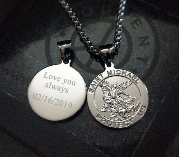 St Michael Necklace Sterling Silver Archangel Michael  Archangel St Michael Pendant Necklace Protect Us birthday Valentine\'s Catholic main image 2