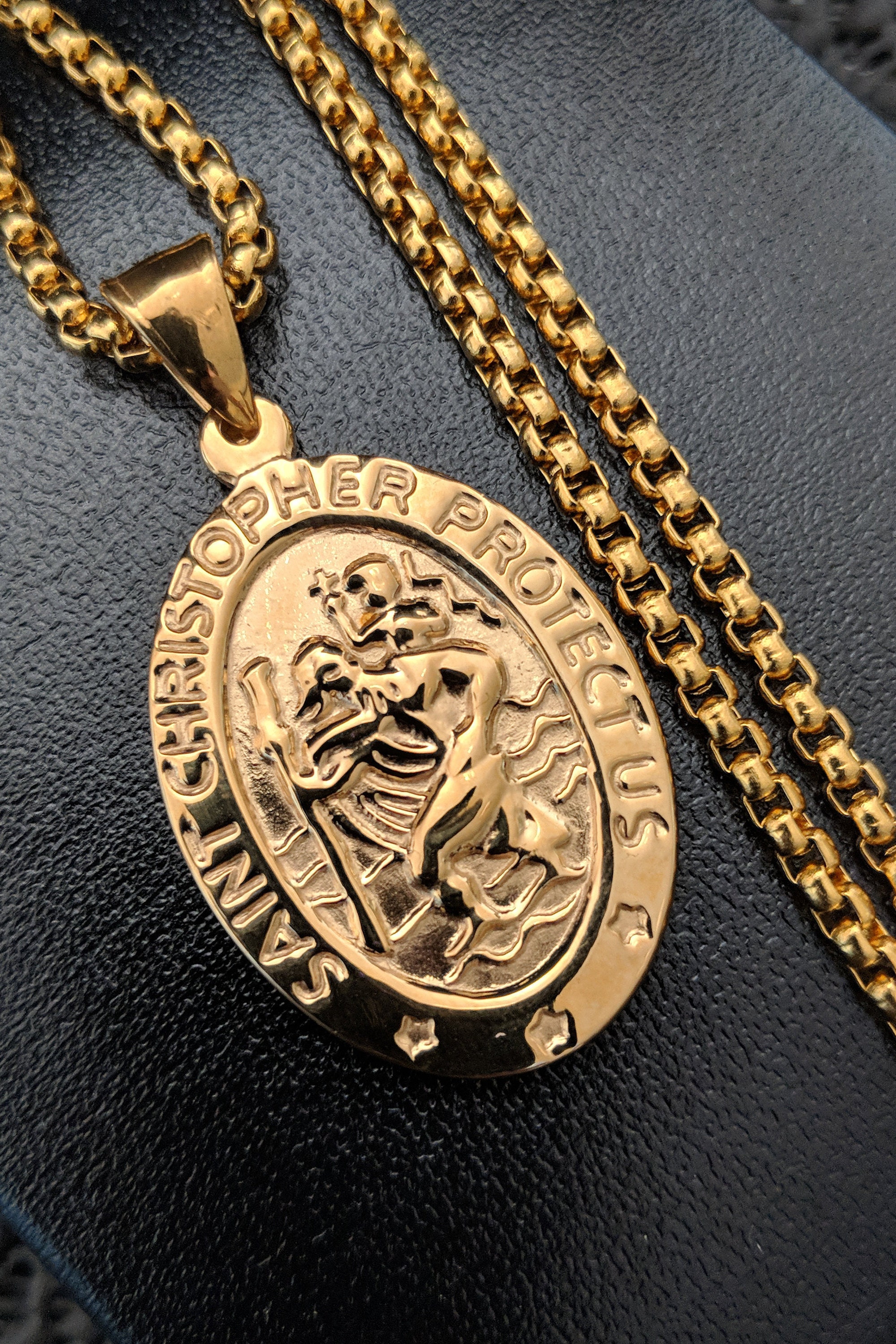 St Christopher Necklace - White Gold, Yellow Gold, Silver