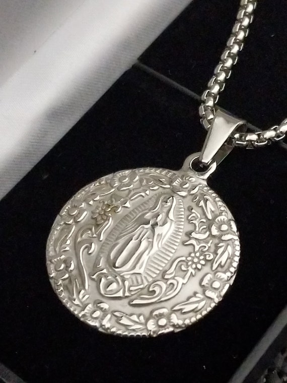 men's virgin mary necklace